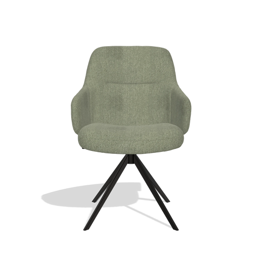 Chaise de salle à manger Marilyn De Luxe 6601 en tissu San Remo 500 (taupe), pied pivotant en noir, vue de face