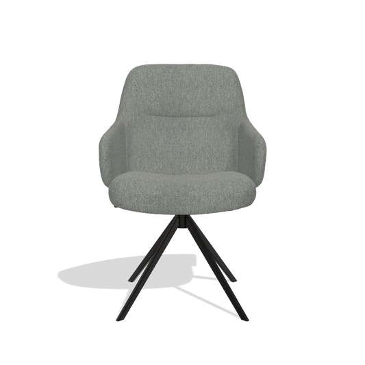 Chaise de salle à manger Marilyn De Luxe 6601 en tissu San Remo 502 (taupe), pied pivotant en noir, vue de face