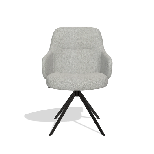 Chaise de salle à manger Marilyn De Luxe 6601 en tissu Sneak 05 (grège), pied pivotant en noir, vue de face