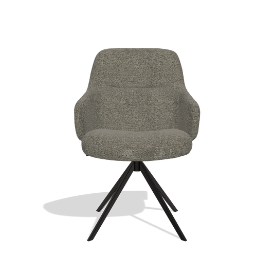 Chaise de salle à manger Marilyn De Luxe 6601 en tissu Sneak 10 (gris foncé), pied pivotant en noir, vue de face