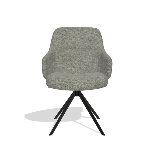 Chaise de salle à manger Marilyn De Luxe 6601 en tissu Sneak 149 (taupe), pied pivotant en noir, vue de face