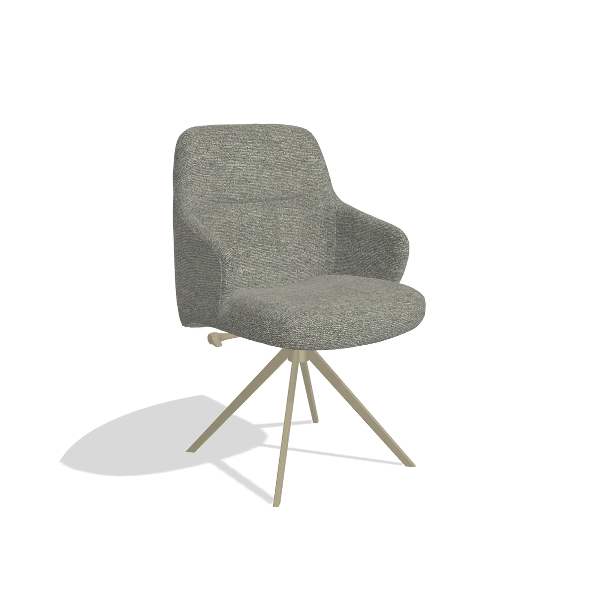Esszimmerstuhl Marilyn De Luxe 6601 in Stoff Sneak 149 (Taupe), Drehfuß in Champagner, Schrägansicht