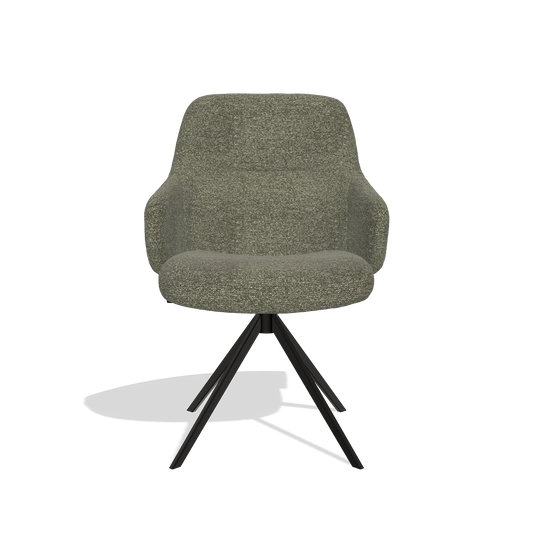 Chaise de salle à manger Marilyn De Luxe 6601 en tissu Sneak 59 (gris foncé), pied pivotant en noir, vue de face