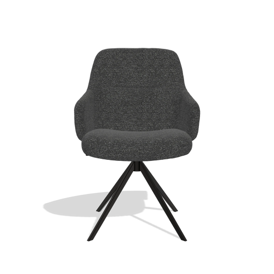 Chaise de salle à manger Marilyn De Luxe 6601 en tissu Sneak 67 (noir), pied pivotant en noir, vue de face