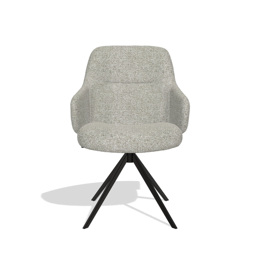 Chaise de salle à manger Marilyn De Luxe 6601 en tissu Taurus 01 (grège), pied pivotant en noir, vue de face