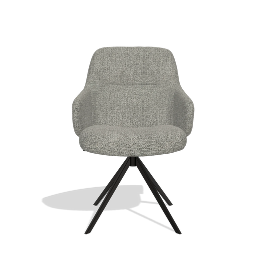 Chaise de salle à manger Marilyn De Luxe 6601 en tissu Taurus 65 (taupe), pied pivotant en noir, vue de face