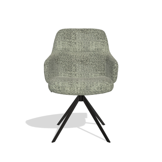 Chaise de salle à manger Marilyn De Luxe 6601 en tissu Venga 156 (taupe), pied pivotant en noir, vue de face