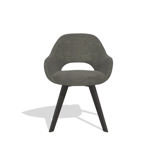 Chaise de salle à manger Marino 6608 en tissu Adore 156 (gris foncé), pieds en tabac, vue de face