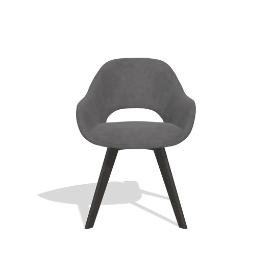 Chaise de salle à manger Marino 6608 en tissu Adore 180 (gris foncé), pieds en tabac, vue de face