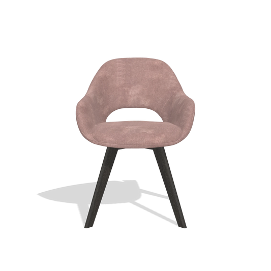 Chaise de salle à manger Marino 6608 en tissu Adore 200 (taupe), pieds en tabac, vue de face