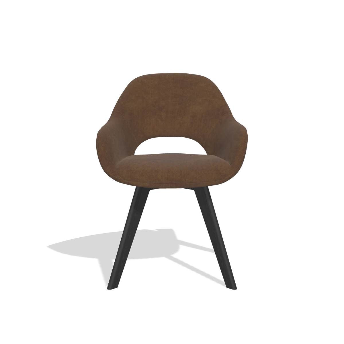 Dining Chair Marino 6608 in Adore 28 fabric (chocolate), black legs, front view