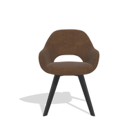 Dining Chair Marino 6608 in Adore 28 fabric (chocolate), black legs, front view