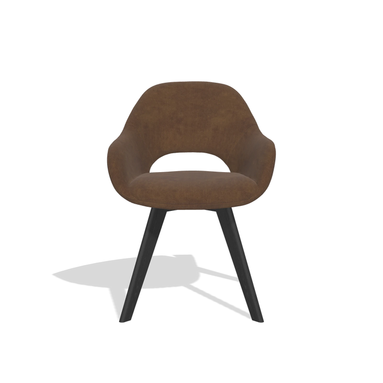 Dining Chair Marino 6608 in Adore 28 fabric (chocolate), black legs, front view