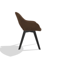 Dining Chair Marino 6608 in Adore 28 fabric (chocolate), black legs, side view