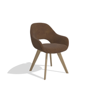 Dining Chair Marino 6608 in Adore 28 fabric (chocolate), natural legs, angled view