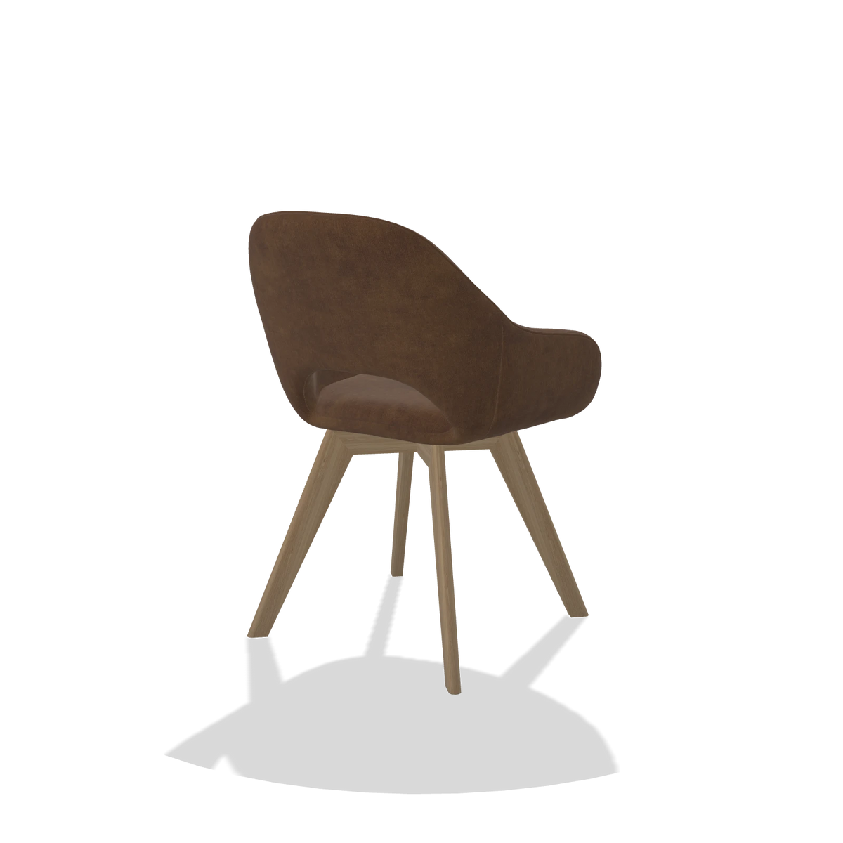 Dining Chair Marino 6608 in Adore 28 fabric (chocolate), natural legs, back angled view