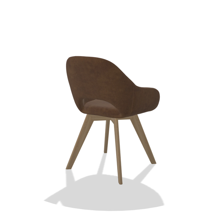 Dining Chair Marino 6608 in Adore 28 fabric (chocolate), natural legs, back angled view