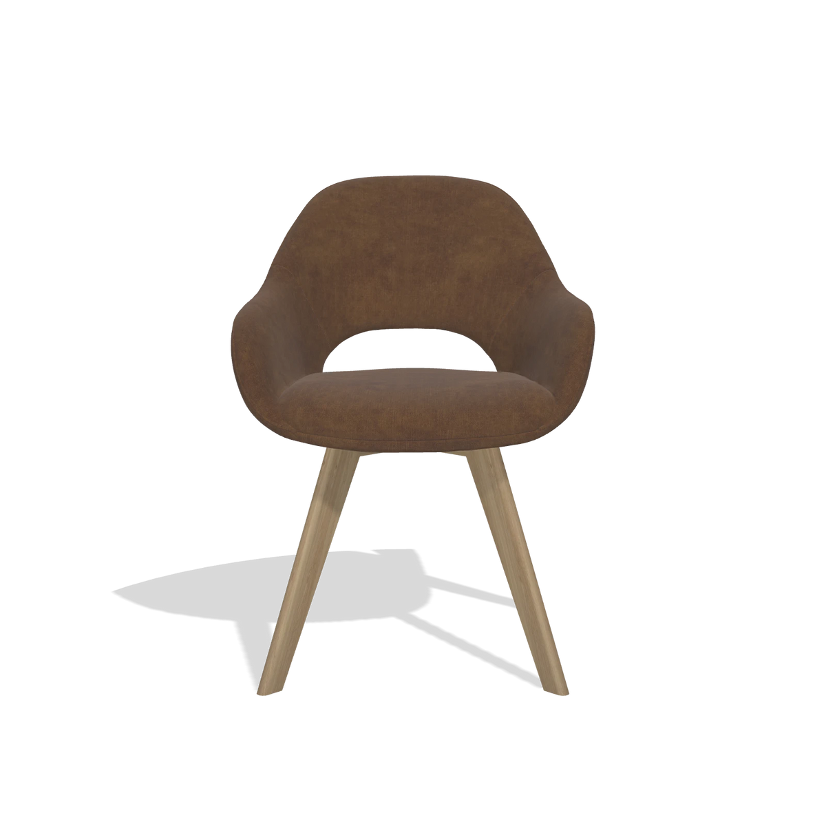 Dining Chair Marino 6608 in Adore 28 fabric (chocolate), natural legs, front view