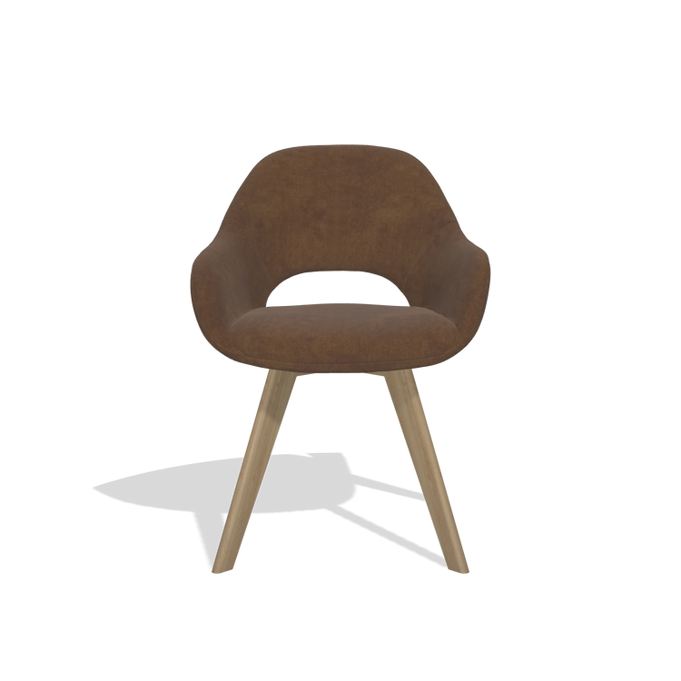 Dining Chair Marino 6608 in Adore 28 fabric (chocolate), natural legs, front view
