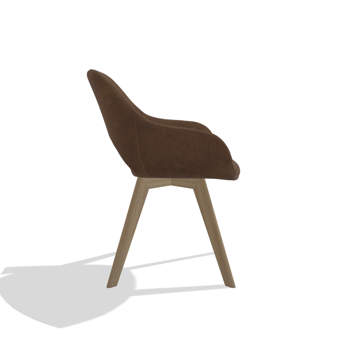 Dining Chair Marino 6608 in Adore 28 fabric (chocolate), natural legs, side view