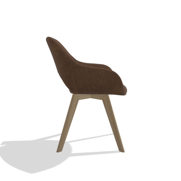 Dining Chair Marino 6608 in Adore 28 fabric (chocolate), natural legs, side view