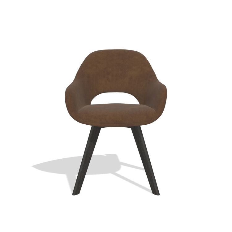 Dining Chair Marino 6608 in Adore 28 fabric (chocolate), tobacco legs, front view