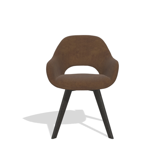 Chaise de salle à manger Marino 6608 en tissu Adore 28 (chocolat), pieds en tabac, vue de face