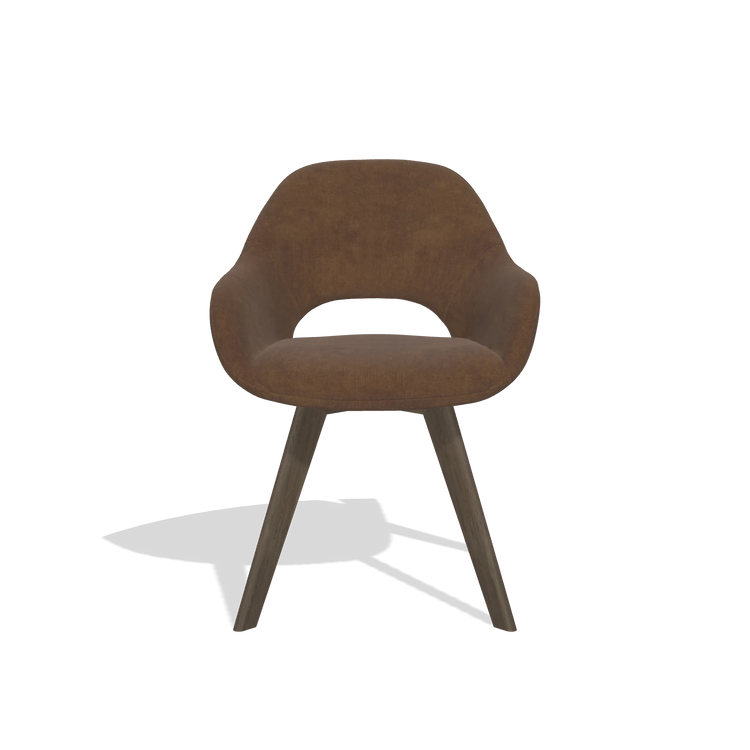 Dining Chair Marino 6608 in Adore 28 fabric (chocolate), walnut legs, front view