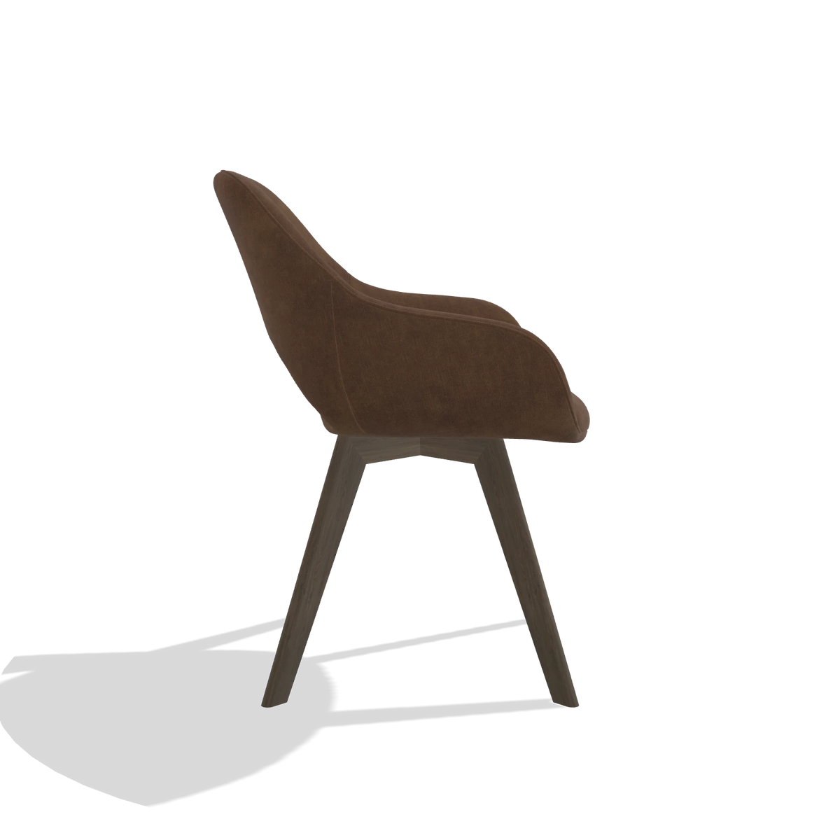 Dining Chair Marino 6608 in Adore 28 fabric (chocolate), walnut legs, side view