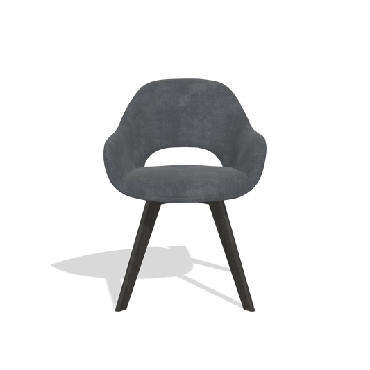 Chaise de salle à manger Marino 6608 en tissu Adore 56 (anthracite), pieds en tabac, vue de face