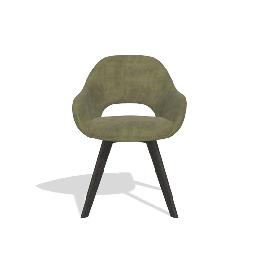Chaise de salle à manger Marino 6608 en tissu Adore 59 (olive), pieds en tabac, vue de face