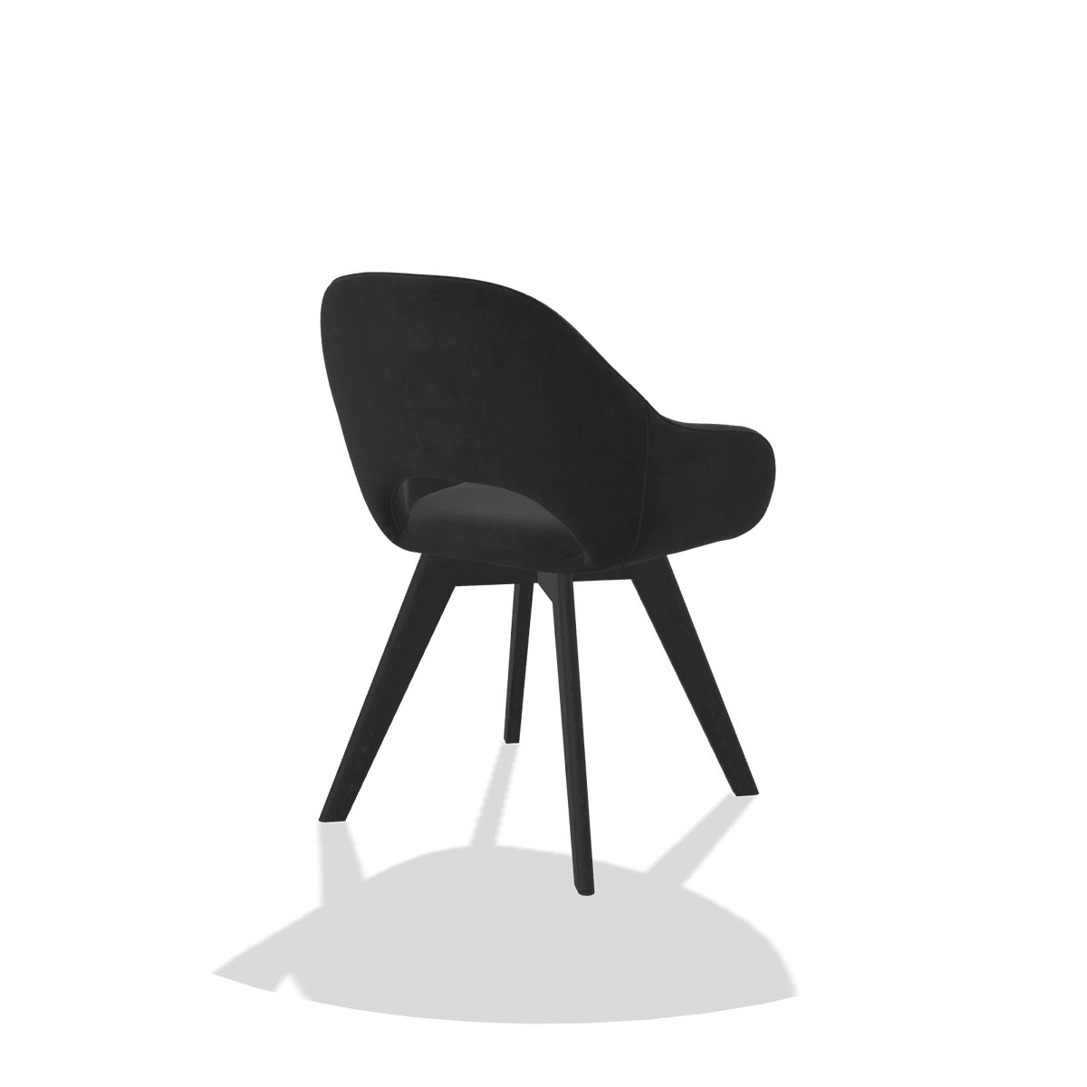 Dining Chair Marino 6608 in Adore 67 fabric (black), black legs, back angled view