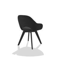 Dining Chair Marino 6608 in Adore 67 fabric (black), black legs, back angled view