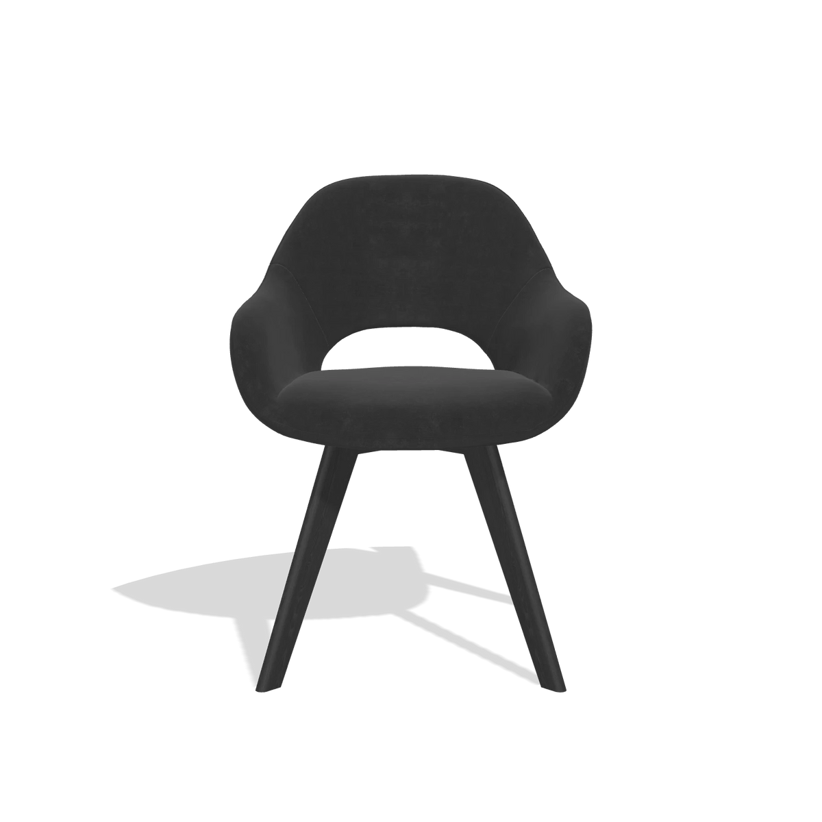 Dining Chair Marino 6608 in Adore 67 fabric (black), black legs, front view
