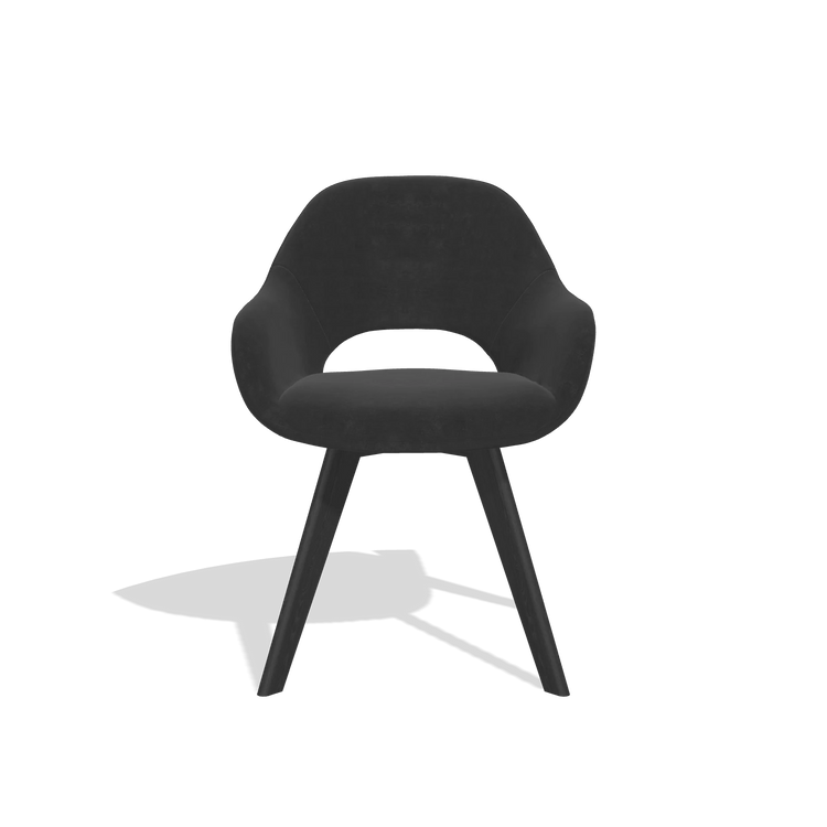 Dining Chair Marino 6608 in Adore 67 fabric (black), black legs, front view