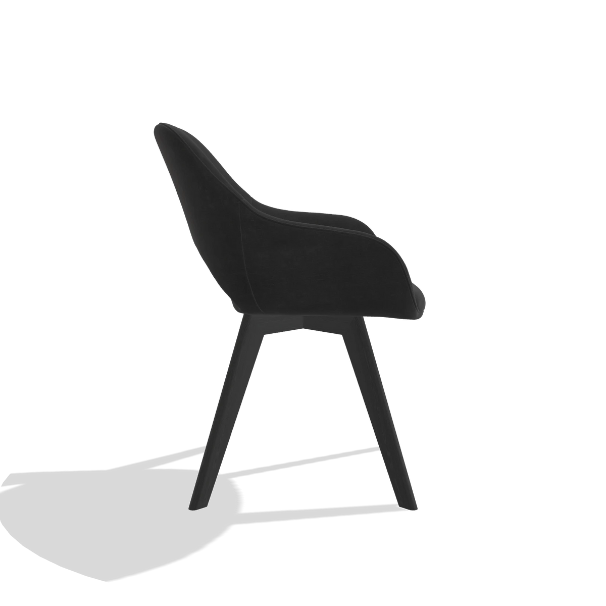 Dining Chair Marino 6608 in Adore 67 fabric (black), black legs, side view