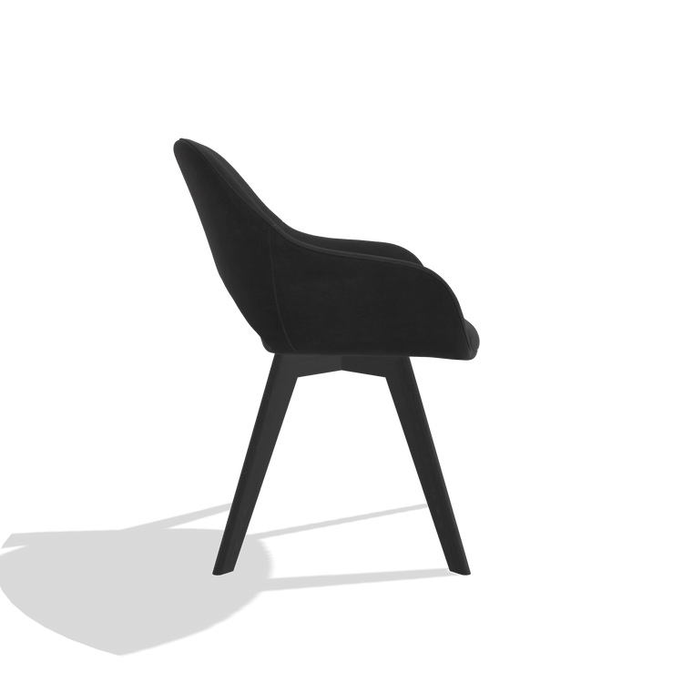 Dining Chair Marino 6608 in Adore 67 fabric (black), black legs, side view