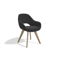 Dining Chair Marino 6608 in Adore 67 fabric (black), natural legs, angled view