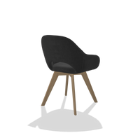 Dining Chair Marino 6608 in Adore 67 fabric (black), natural legs, back angled view