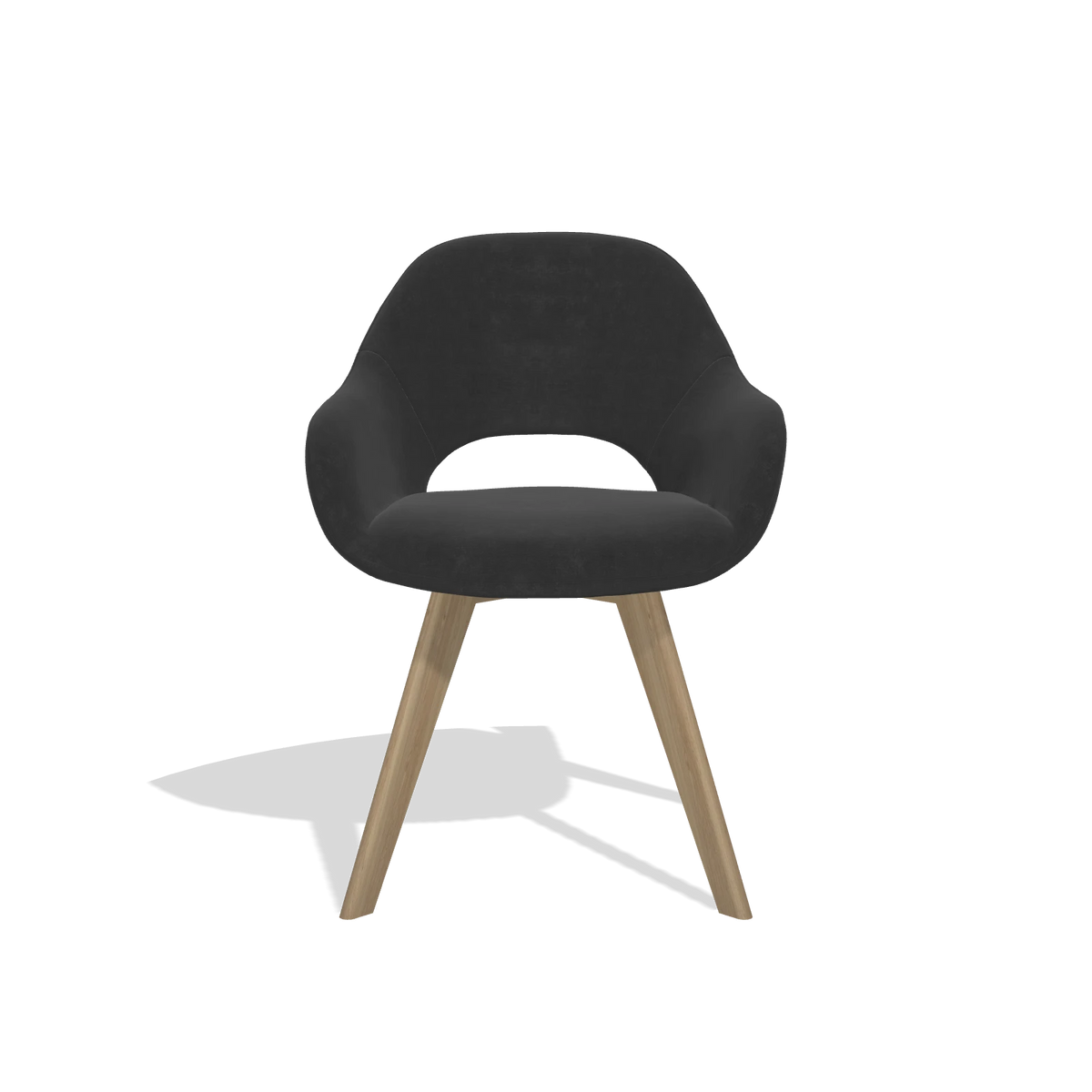 Dining Chair Marino 6608 in Adore 67 fabric (black), natural legs, front view