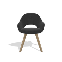 Dining Chair Marino 6608 in Adore 67 fabric (black), natural legs, front view