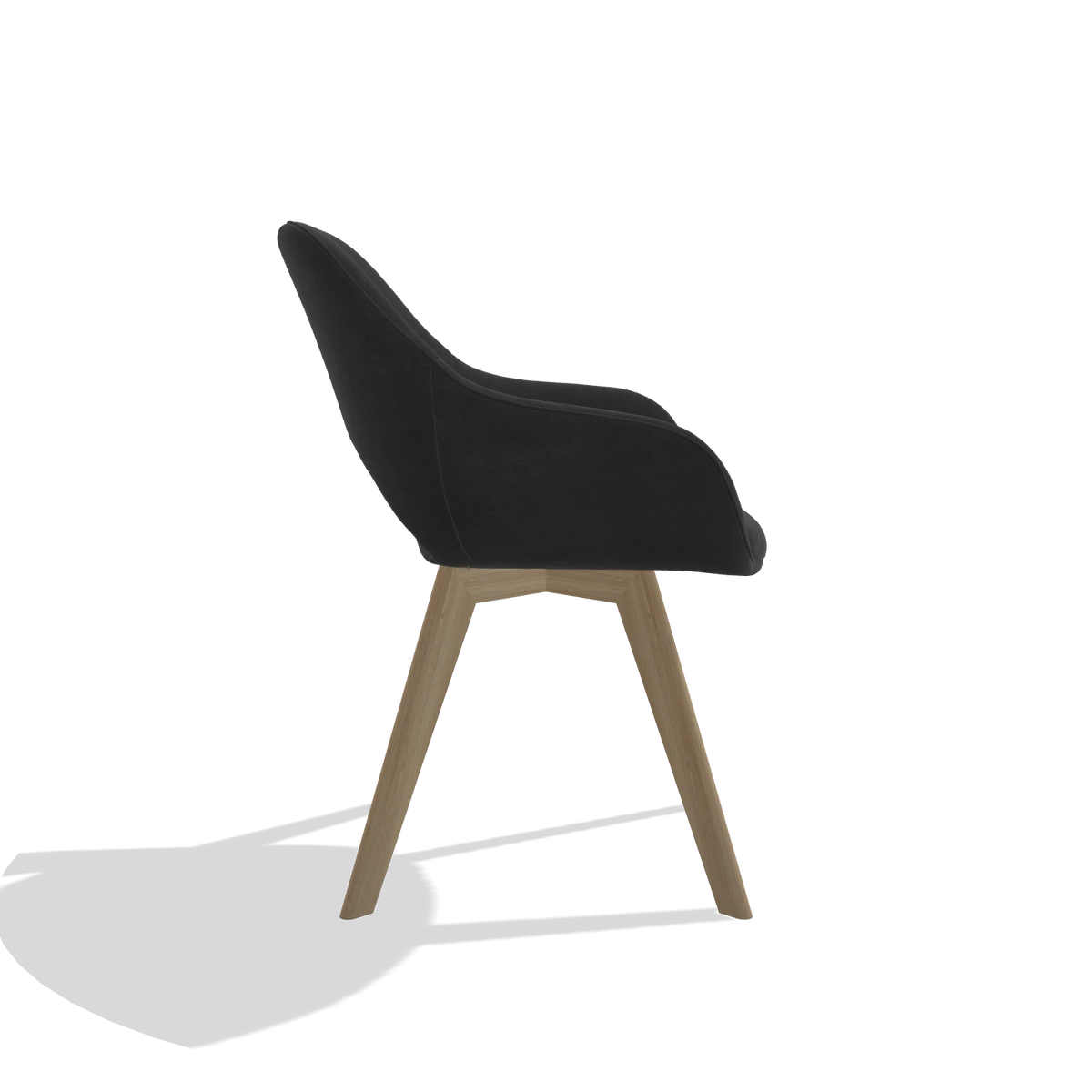 Dining Chair Marino 6608 in Adore 67 fabric (black), natural legs, side view