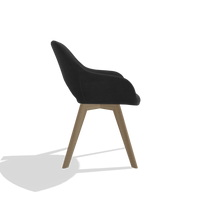 Dining Chair Marino 6608 in Adore 67 fabric (black), natural legs, side view