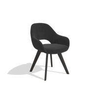 Dining Chair Marino 6608 in Adore 67 fabric (black), tobacco legs, angled view
