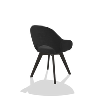 Dining Chair Marino 6608 in Adore 67 fabric (black), tobacco legs, back angled view