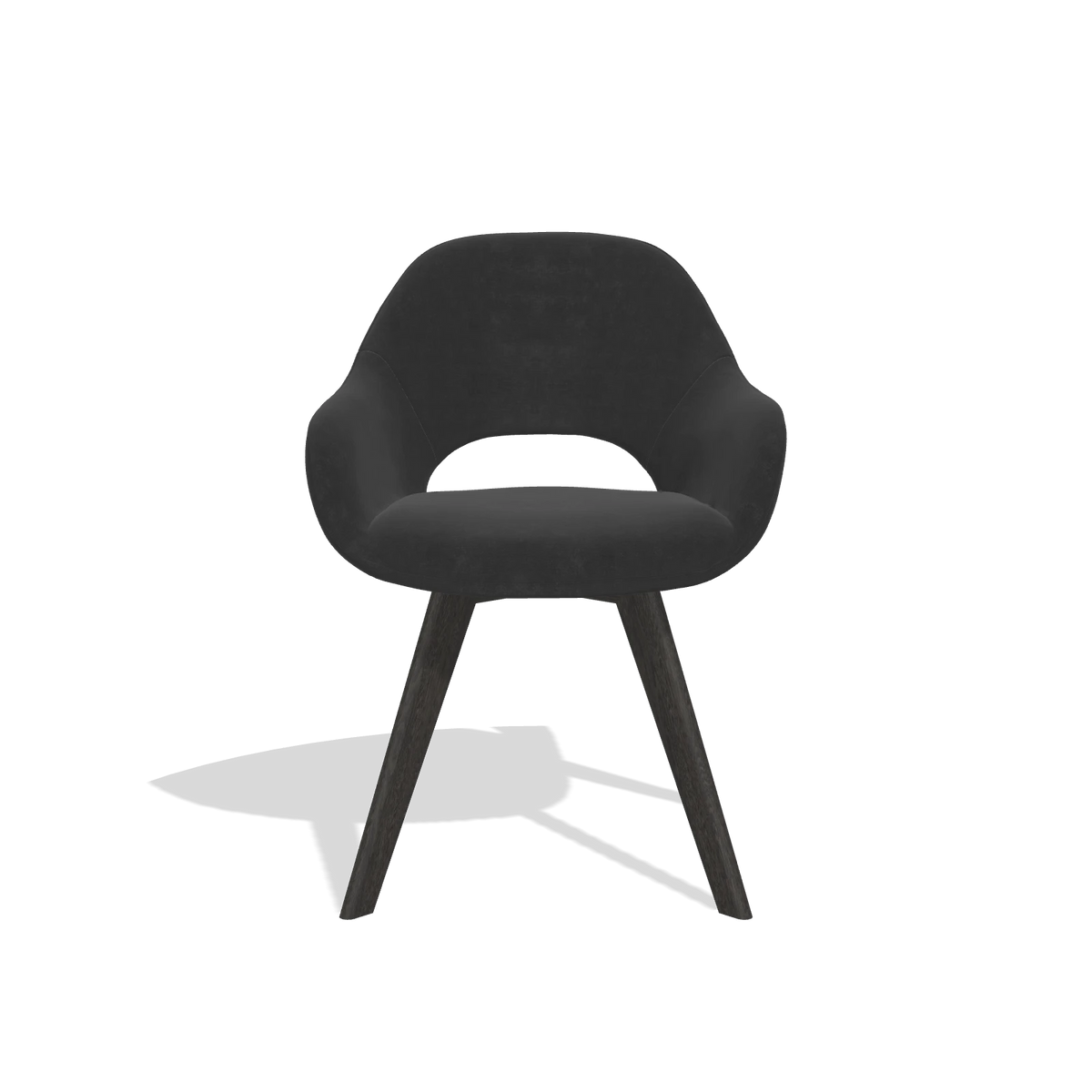 Dining Chair Marino 6608 in Adore 67 fabric (black), tobacco legs, front view
