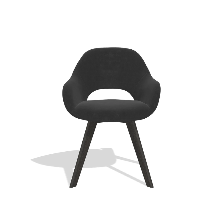 Dining Chair Marino 6608 in Adore 67 fabric (black), tobacco legs, front view
