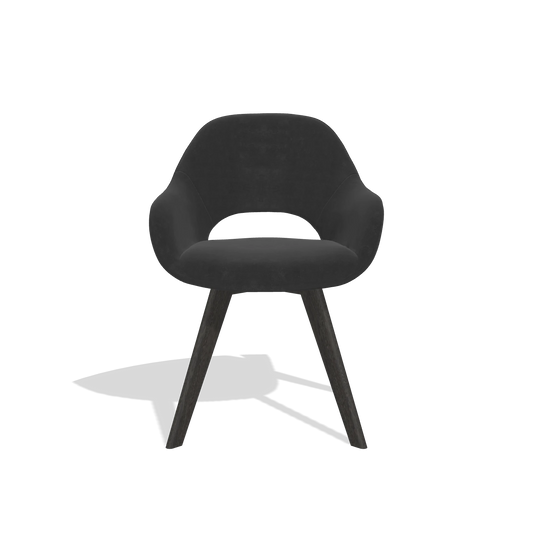 Chaise de salle à manger Marino 6608 en tissu Adore 67 (noir), pieds en tabac, vue de face