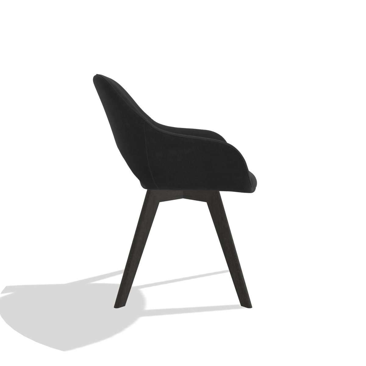 Dining Chair Marino 6608 in Adore 67 fabric (black), tobacco legs, side view