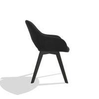 Dining Chair Marino 6608 in Adore 67 fabric (black), tobacco legs, side view